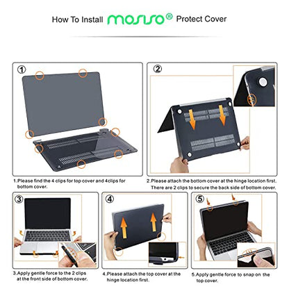MOSISO Compatible with MacBook Air 13 inch Case 2022, 2021-2018 Release A2337 M1 A2179 A1932 Retina Display Touch ID, Plastic Hard Shell&Keyboard Cover&Screen Protector&Storage Bag, Black