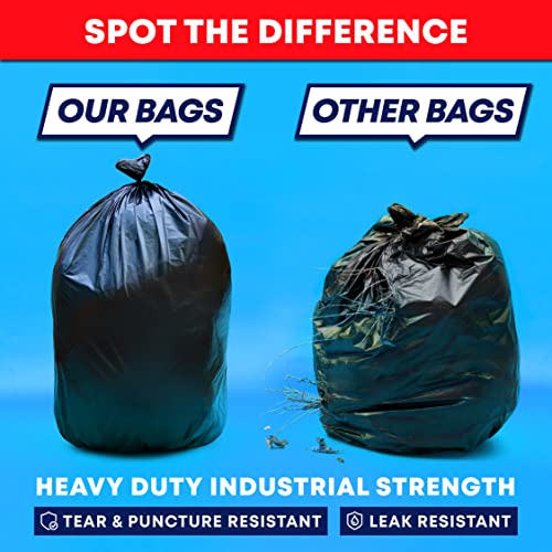 Tasker 55 Gallon Trash Bags (Value 50 Bags w/Ties) Extra Large Industrial Trash Bags 55 Gallon, Lawn and Leaf Bags, Extra Large Outdoor Contractor Trash Can Liners, 50-60 Gallon Commercial Trash Bags.