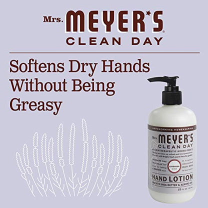 Mrs. Meyer's Hand Lotion for Dry Hands, Non-Greasy Moisturizer Made with Essential Oils, Lavender, 12 oz