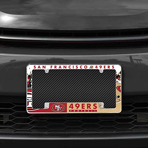 Rico Industries NFL San Francisco 49ers Primary 12" x 6" Chrome All Over Automotive License Plate Frame for Car/Truck/SUV