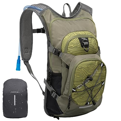 EVERFUN Hydration Backpack Water Backpack with Rain Cover and Water Bladder 2-Liter Hiking Daypack Women Men Lightweight Insulation Hydration Day Rucksack for Hiking, Cycling, Running, Climbing