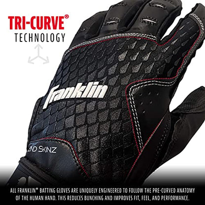 Franklin Sports MLB Batting Gloves - 2nd Skinz Youth Batting Gloves - Youth Baseball Batting Gloves - Youth XXS Black Batting Gloves - Extra Extra Small