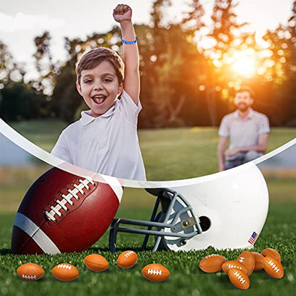 24 Pieces Football Party Favors Include 12 Pieces Mini Football Sports Stress Balls and 12 Pieces Football Silicone Bracelets Rugby Silicone Wristbands for Football Themed Birthday Party School Reward