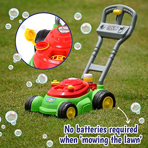 Bubble-N-Go Deluxe Toy Bubble Lawn Mower with 4 oz Bubble Solution | No Batteries Required | Amazon Exclusive - Maxx Bubbles