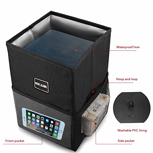 Car Trash Can with Lid - Bag Hanging Storage Pockets Leak-Proof Organizer Collapsible and Portable Waterproof Garbage Bin, 2.6 Gal Large Capacity Multipurpose Bin for