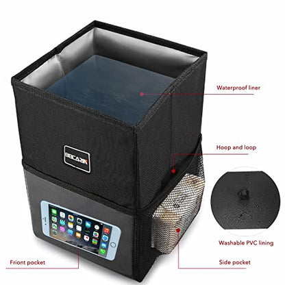 Car Trash Can with Lid - Bag Hanging Storage Pockets Leak-Proof Organizer Collapsible and Portable Waterproof Garbage Bin, 2.6 Gal Large Capacity Multipurpose Bin for