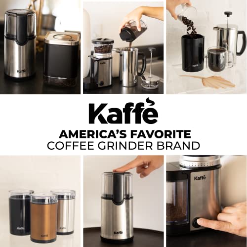 Kaffe Electric Coffee Bean Grinder w/Removable Cup & Cleaning Brush. Easy On/Off Operation for Espresso, Cold Brew, Herbs, Spices, Nuts. (14 Cup / 3.5oz) Stainless Steel