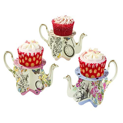 Talking Tables Truly Alice Teapot Cupcake Stands for a Tea Party, Multicolor (6 Pack)