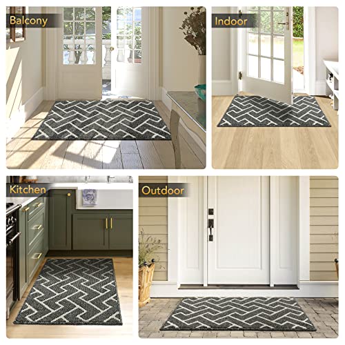 Indoor Doormat,Front Back Door Mat Rubber Backing Non Slip Door Mats,20"x31.5" Low-Profile Absorbent Resist Dirt Entryway Doormat Inside Floor Mats Entrance Machine Washable(Grey)