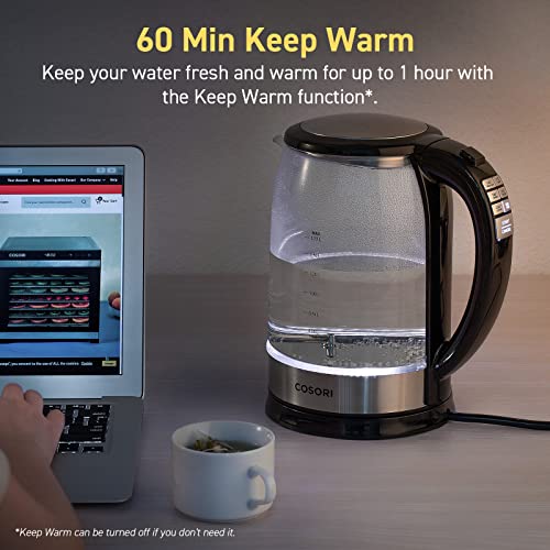 COSORI Electric Kettle Temperature Control with 6 Presets, 60min Keep Warm 1.7L Electric Tea Kettle & Hot Water Boiler, 304 Stainless Steel Filter, Auto-Off & Boil-Dry Protection, BPA Free, Black