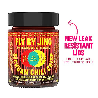 FLYBYJING Sichuan Chili Crisp, Gourmet Spicy Tingly Crunchy Hot Savory All-Natural Chili Oil Sauce w/Sichuan Pepper, Versatile Hot Sauce Good on Everything and Vegan, 6oz (Pack of 1)