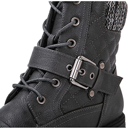 GLOBALWIN Womens Fashion Ankle Combat Boot, 2102Grey, Size 9 (GW-W2102-GREY-SZ-9)