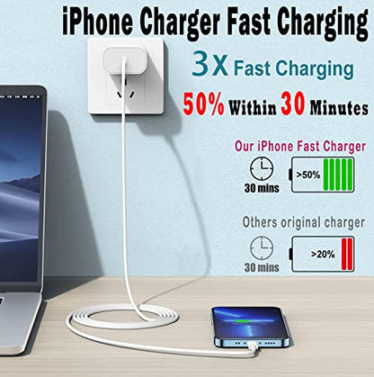 iPhone Charger Fast Charging,【Apple MFi Certified】2Pack Type C Fast Apple Charger Block Adapter 6FT USB-C to Lightning Cable for iPhone 14/13/13 Pro/12/12 Pro/12 Pro Max/11/Xs Max/XR/X/SE,iPad,AirPods