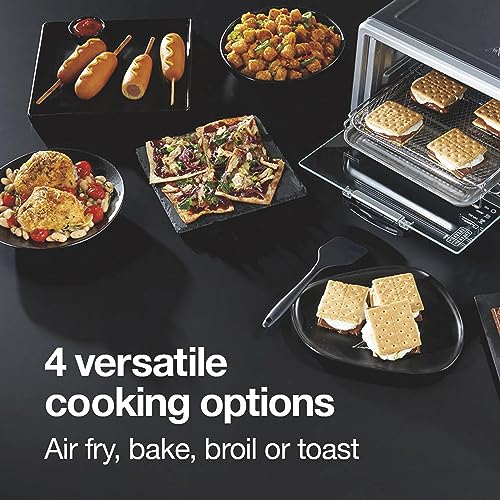 Proctor Silex Simply-Crisp Toaster Oven Air Fryer Combo with 4 Functions Including Convection, Bake & Broil, Fits 4 Slices or 12” Pizza, Auto Shutoff, Black (31265)