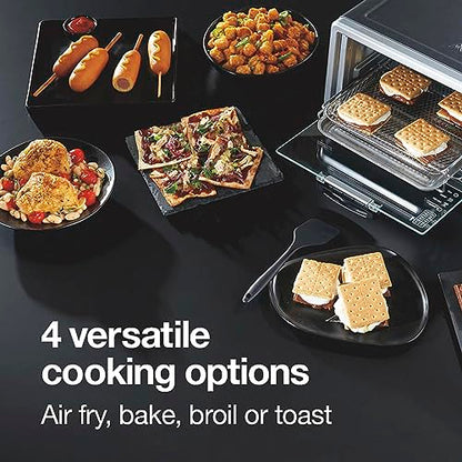 Proctor Silex Simply-Crisp Toaster Oven Air Fryer Combo with 4 Functions Including Convection, Bake & Broil, Fits 4 Slices or 12” Pizza, Auto Shutoff, Black (31265)