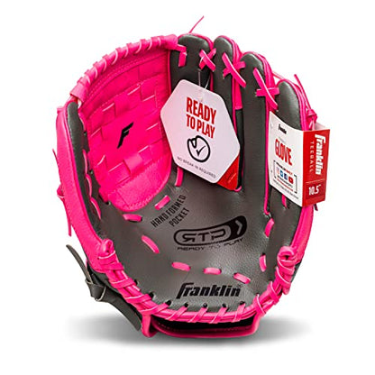 Franklin Sports Kids Baseball Gloves - RTP Child's Tee Ball Glove + Ball Set - Boys + Girls Tee Ball Mitt - Kid + Toddler - Right Hand Throw - Pink - 10.5"