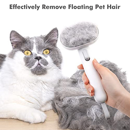 aumuca Cat Brush with Release Button, Cat Brushes for Indoor Cats Shedding, Cat Brush for Long or Short Haired Cats, Cat Grooming Brush Cat Comb for Kitten Rabbit Massage Removes Loose Fur