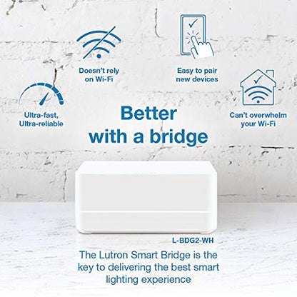 Lutron Caseta Deluxe Smart Dimmer Switch (2 Count) Kit with Caseta Smart Hub | Works with Alexa, Apple Home, Ring, Google Assistant | P-BDG-PKG2W-A | White