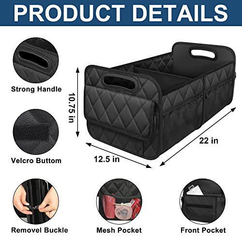 Deosk Car Trunk Organzier for suv,Car Organziers and Storage with 6 Big Pocket,Car Accessories for Women/Men 50L Waterproof Polyester Trunk Organzier for Car/SUV/Minivan/Truck(Medium, Black)