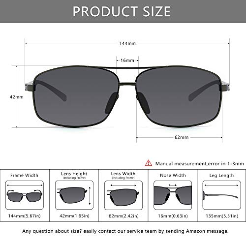 SUNGAIT Ultra Lightweight Rectangular Polarized Sunglasses UV400 Protection (Black Frame Brown Lens+Gunmetal Frame Gray Lens)