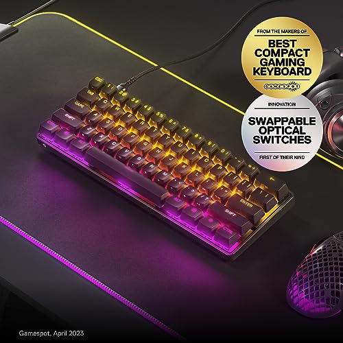 SteelSeries New Apex 9 Mini – HotSwap Optical Mini Keyboard – 60% Compact Design – Optical Switches – RGB Customization – Aluminum Alloy Frame – Double Shot PBT Keycap