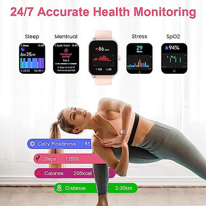 Amzhero Fitness Smart Watch with Alexa for Women Men, 24/7 Heart Rate, Blood Oxygen, Stress and Sleep Tracker,100 Sports Modes, 5ATM Waterproof Activity Trackers and Smart Watches…