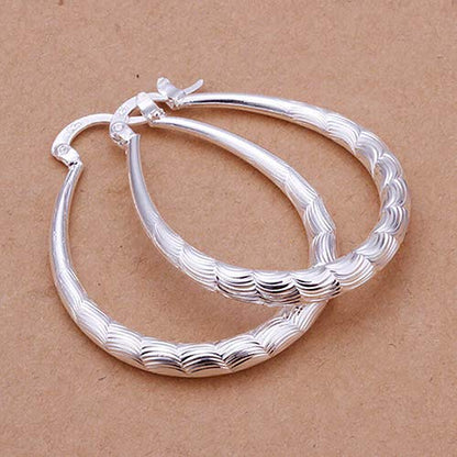 Lucare Women's 925 Sterling Silver U Shape Hollow Hoop Dangle Earrings Jewelry Gift 1