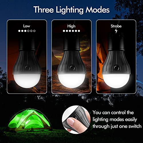 FLY2SKY Tent Lamp Portable LED Tent Light 4 Packs Hook Hurricane Emergency Lights LED Camping Light Bulb Camping Tent Lantern Bulb Camping Equipment for Camping Hiking Backpacking Fishing Outage