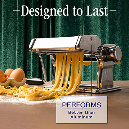 Nuvantee Pasta Maker Machine,Manual Hand Press,Adjustable Thickness Settings,Noodles Maker with Washable Aluminum Alloy Rollers and Cutter, Perfect for Spaghetti,Fettuccini, Lasagna