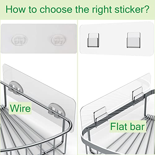 Jovware Shower Caddy Adhesive Replacement Stickers Sticker Shelf Basket Strips Suction Hooks Large Strong Hook for Bathroom Storage Corner Transparent Shelves Wall Mount 2 Hooks 6 1/2" - Upgraded