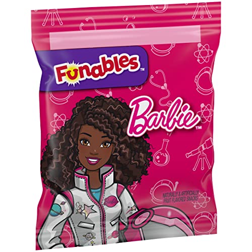 Funables Fruit Snacks, Barbie Shaped Fruit Flavored School Snacks, Pack of 10 0.8 ounce Pouches