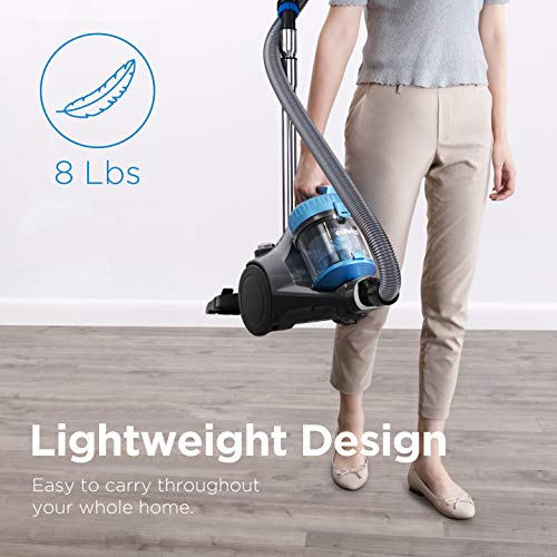 Eureka WhirlWind Bagless Canister Vacuum Cleaner, Lightweight Vac for Carpets and Hard Floors, Blue