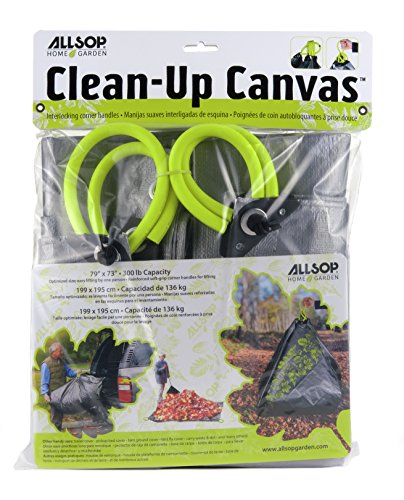 Allsop Home & Garden 31586 Clean-Up Canvas Super Duty Tarp with Interlocking Handles of 300 lb Capacity for Garden and Yard Waste