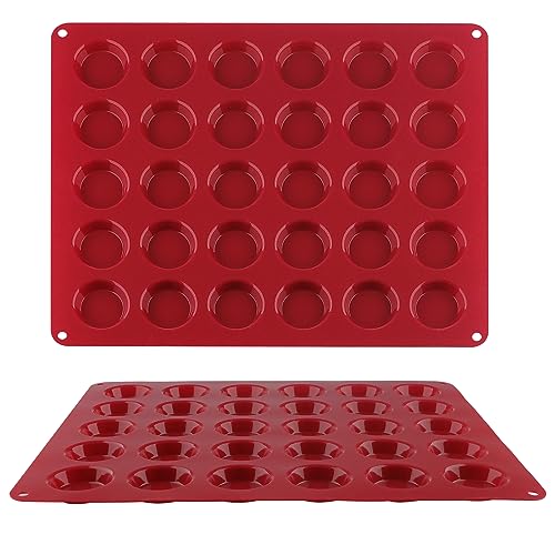 Nalchois 2Pcs Silicone Chocolate Molds, Non-stick 30-Cavity Round Cylinder Chocolate Cover Molds for Candy, Peanut Butter Cup, Silicone Baking Molds for Keto Fat Bombs, Cordial, Jelly, Ice Cube Tray