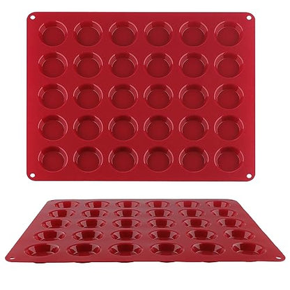 Nalchois 2Pcs Silicone Chocolate Molds, Non-stick 30-Cavity Round Cylinder Chocolate Cover Molds for Candy, Peanut Butter Cup, Silicone Baking Molds for Keto Fat Bombs, Cordial, Jelly, Ice Cube Tray