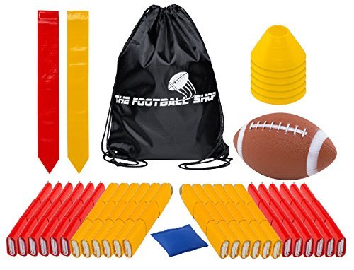 Team Edition Flag Football Set for 24 Players - Includes Durable Flag Belts and Flags, Cones, Bean Bag, Carrying Backpack, and Football - Huge 67 Piece Complete Set