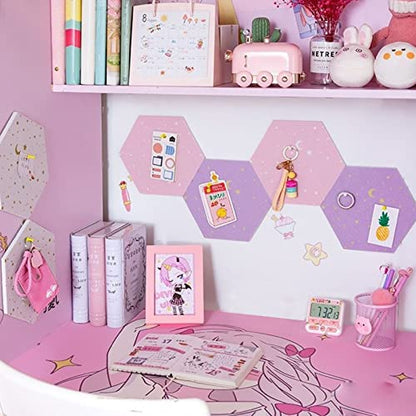 Adhesive Hexagon Pin Board Bulletin Board Girls Room Decor College Dorm Room Essentials for Girls Things for Teen Girls Room Purple 1PCS