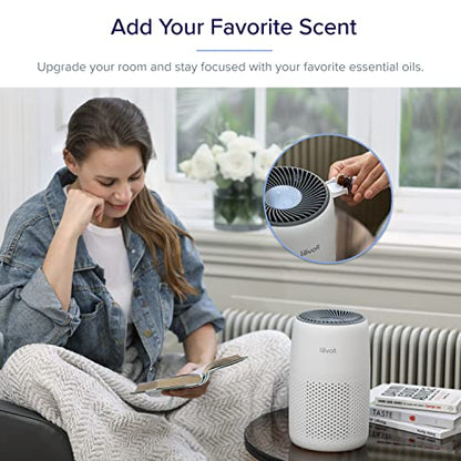 LEVOIT Air Purifiers for Bedroom Home, HEPA Filter Cleaner with Fragrance Sponge for Better Sleep, Filters Smoke, Allergies, Pet Dander, Odor, Dust, Office, Desktop, Portable, Core Mini, White