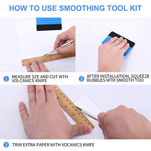 GISSVOGEEK Car Window Film Tinting Tools, Vinyl Wrap Kit, Auto Window Tint Tool Kit, Window Tint Installation Kit, Wallpaper Smoothing Tool with Felt Squeegee & Craft Knife