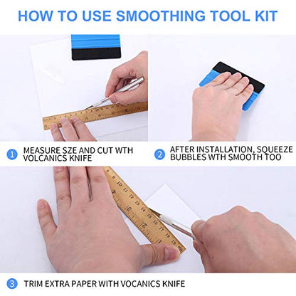 GISSVOGEEK Car Window Film Tinting Tools, Vinyl Wrap Kit, Auto Window Tint Tool Kit, Window Tint Installation Kit, Wallpaper Smoothing Tool with Felt Squeegee & Craft Knife