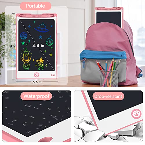 hockvill Kids Writing Tablet, Toys for 3 4 5 6 7 Year Old Girls Boys, 8.8 Inch Colorful Doodle Board for Toddlers, Reusable Electronic Drawing Pad, Educational & Learning Birthday Gift for Children