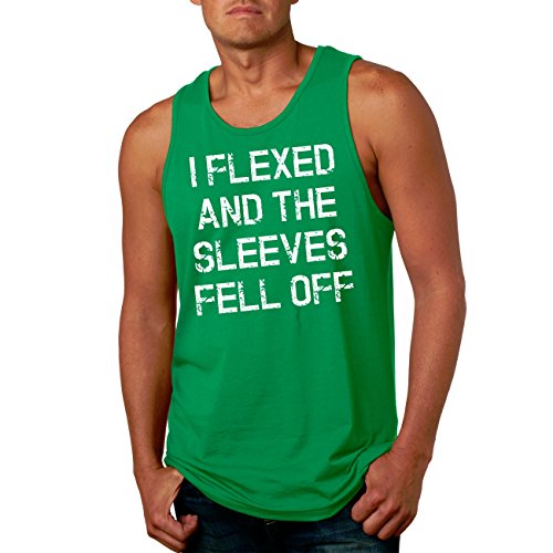 Mens I Flexed and The Sleeves Fell Off Tank Top Funny Sleeveless Gym Workout Shirt Crazy Dog Novelty Mens Tank Tops for Exercise Soft Comfortable Funny Graphic Tank Green S