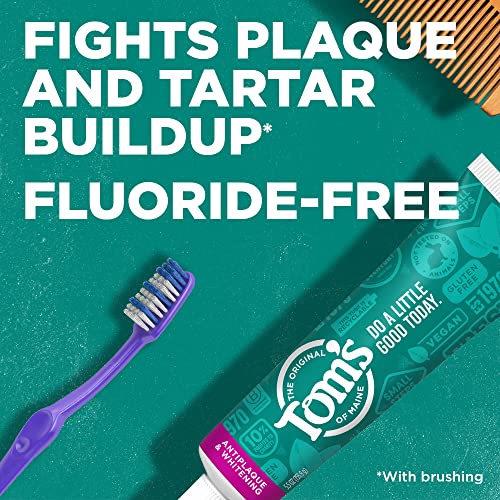 Tom's of Maine Fluoride-Free Antiplaque & Whitening Natural Toothpaste, Peppermint, 5.5 oz. 2-Pack (Packaging May Vary)