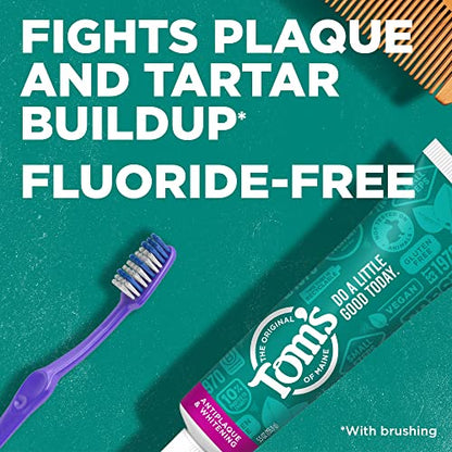 Tom's of Maine Fluoride-Free Antiplaque & Whitening Natural Toothpaste, Peppermint, 5.5 oz. 2-Pack (Packaging May Vary)