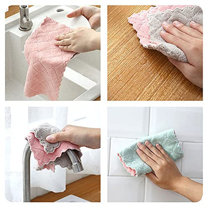 12 Pack Kitchen Towels Quick Dry Washcloths, Coral Velvet Dishtowels Multipurpose Reusable Dish Cloths, Soft Tea Towels Absorbent Cleaning Cloths Double-Sided Microfiber Towel Lint Free Cleaning Rags.