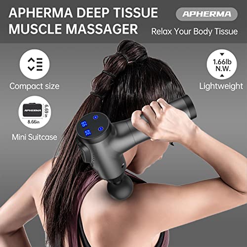 APHERMA Massage Gun, Muscle Massage Gun for Athletes Handheld Deep Tissue Massager Tool 30 Speed Levels 9 Heads, Mothers Day Gifts from Daughter/Son