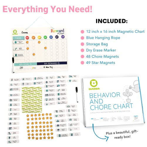 Magnetic Chart to Finish Behavior Chart And Chore Chart Also Hangs on The Wall for Kids, 12 x 16 inch, , Includes 99 Magnets and Accessories, Accomodates All Ages from Toddlers to Teens