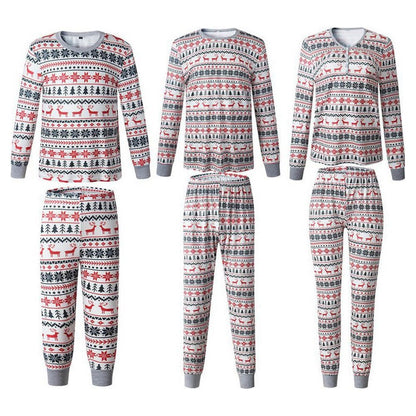 Baozhu Family Matching Christmas Deer Printing Family Fitted Cotton Soft Two-piece Pajamas Sets Outfits, Unisex