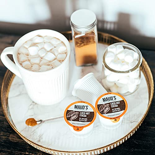 Maud's Dark Hot Chocolate (Loco Hot Cocoa), 50ct. Solar Energy Produced Recyclable Single Serve Gluten Free Dairy Free Hot Cocoa Pods, 100% California Blended Hot Chocolate, KCup Compatible