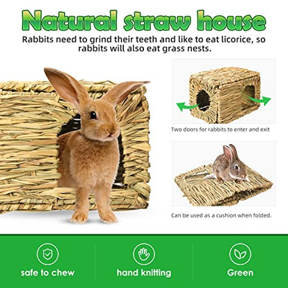 PStarDMoon Bunny Grass House-Hand Made Edible Natural Grass Hideaway Comfortable Playhouse for Rabbits, Guinea Pigs and Small Animals to Play,Sleep and Eat